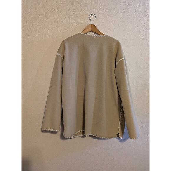 vici cream fleece belted trimmed coat size Medium - Picture 9 of 9
